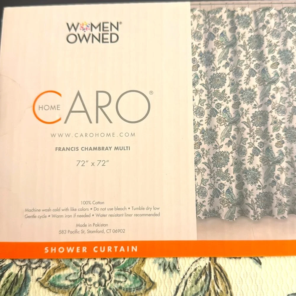 CARO HOME 100% Cotton Shower Curtain With Birds/Flower Design